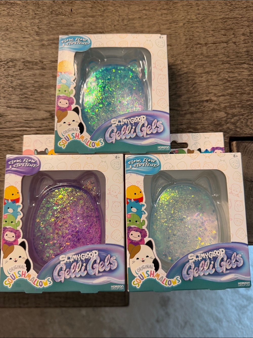 SlimyGloop Gelli Gel Squishmallow Cat Squishy Glitter Squeezey Bulk Set 3 Bundle